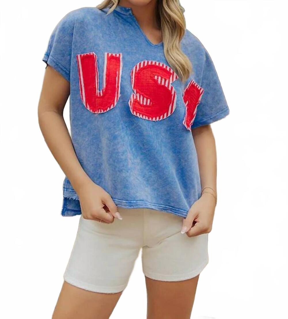 NEW LOVESOFT usa patch t-shirt in blue